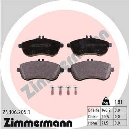 ZIMMERMANN Brake Pad Set, 24306.205.1 24306.205.1